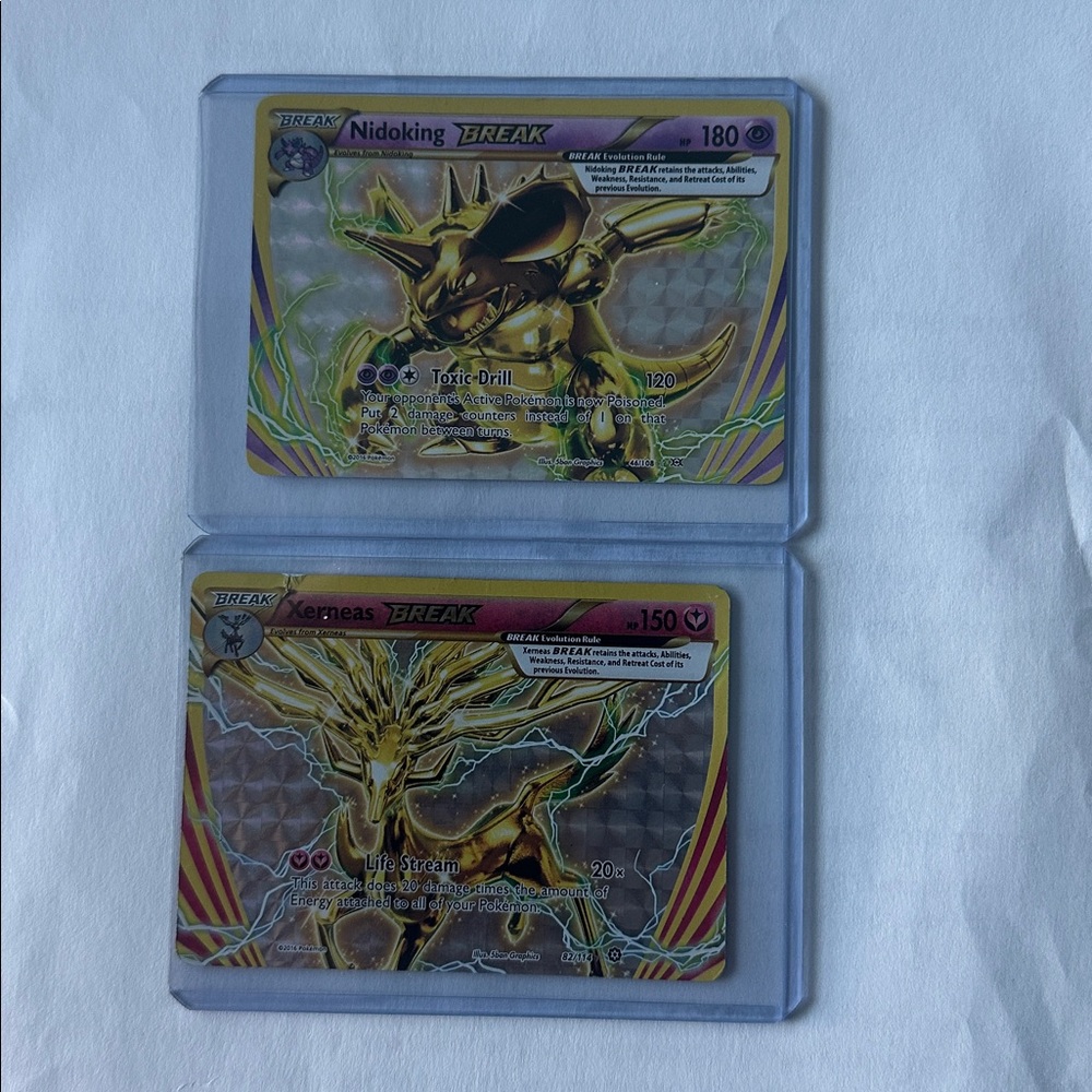 Lot Of 2 Pokemon Break Cards - Nidoking and Xerneas Gold Edition